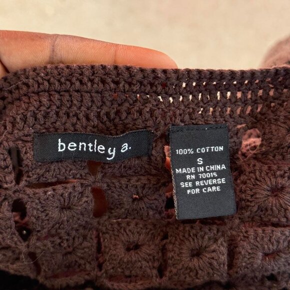 brown crochet knit cardigan - Picture 3 of 5